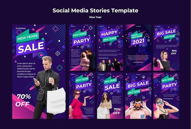 PSD new year sale instagram stories template