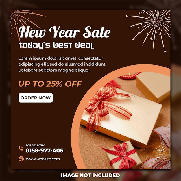 New year sale social media promotion and banner post design template