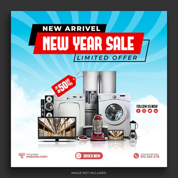 New year sale social media template design