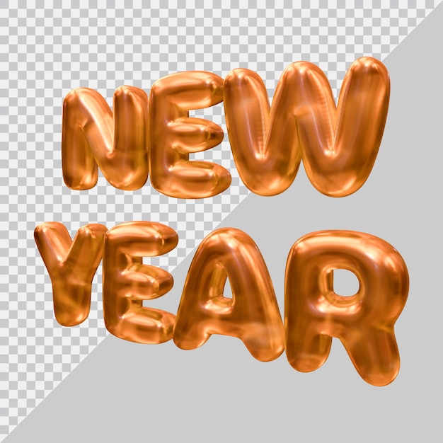 PSD new year text design with 3d modern style