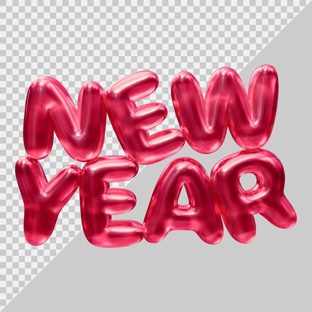 PSD new year text design with 3d modern style