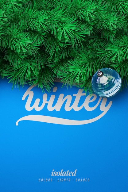 New year and winter background mockup with christmas tree branches for promotion poster or banner