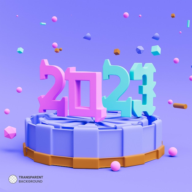 Новый год 2023 3d иллюстрация подиума с новым годом