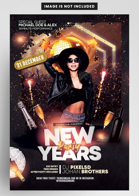 PSD new years club party flyer template