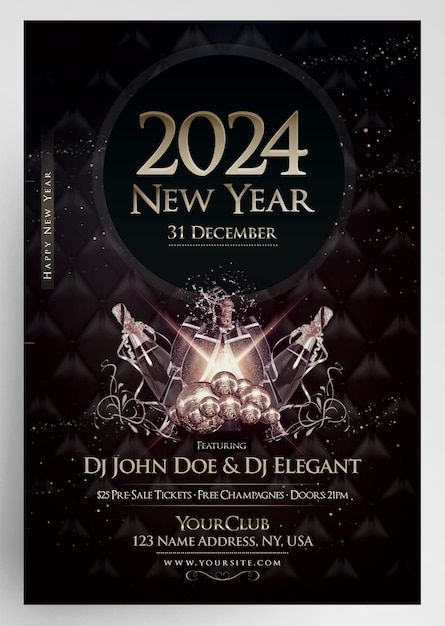 PSD new years eve 2024 event flyer template