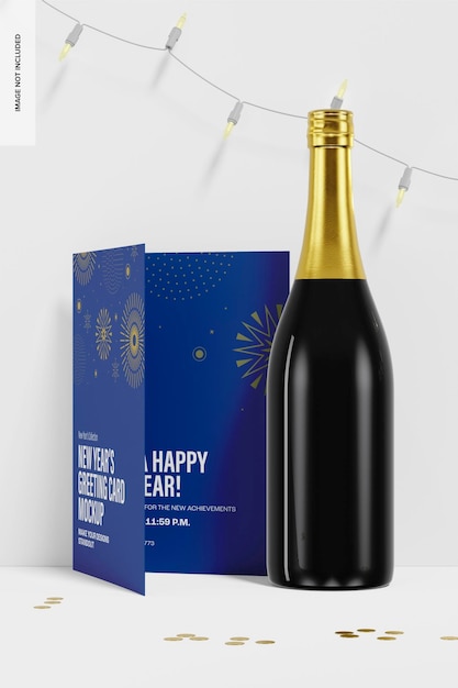 PSD mockup di biglietto di auguri di capodanno