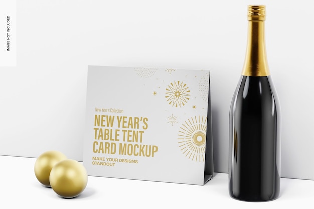 PSD new years table tent card mockup, right view