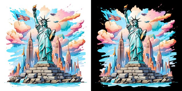 PSD ニューヨーク・ライフスタイル・リバティ・アーバン・tシャツ デザイン 透明な背景 クリパート・スティッカー