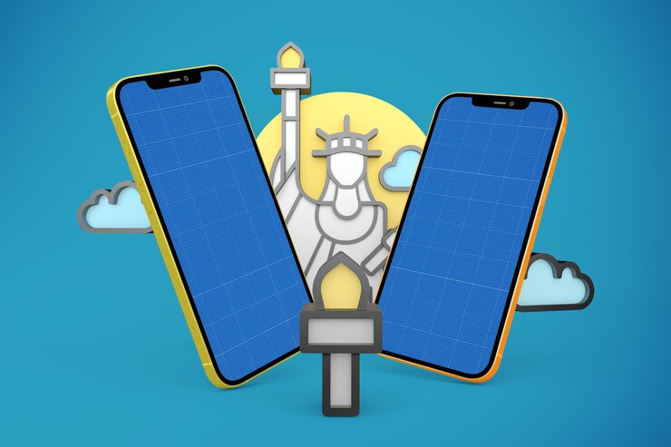 PSD new york and phone mockup