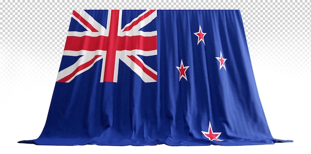 PSD new zealand flag curtain in 3d rendering called flag of new zealand