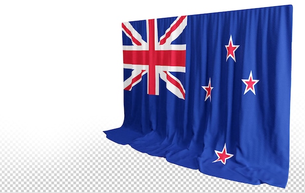 PSD ニュージーランド国旗と呼ばれる 3d レンダリングのニュージーランド国旗カーテン