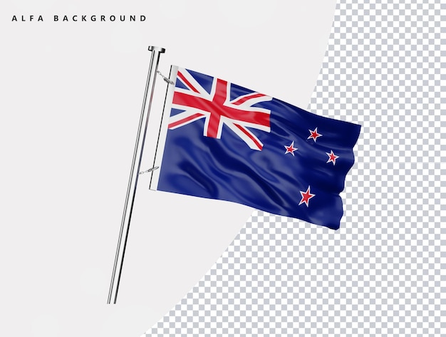 PSD new zealand high quality flag in realistic 3d render