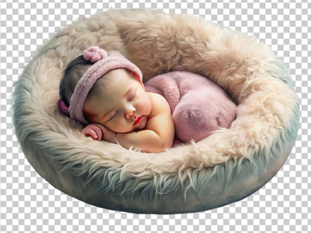 PSD newborn baby sleeps on pillow