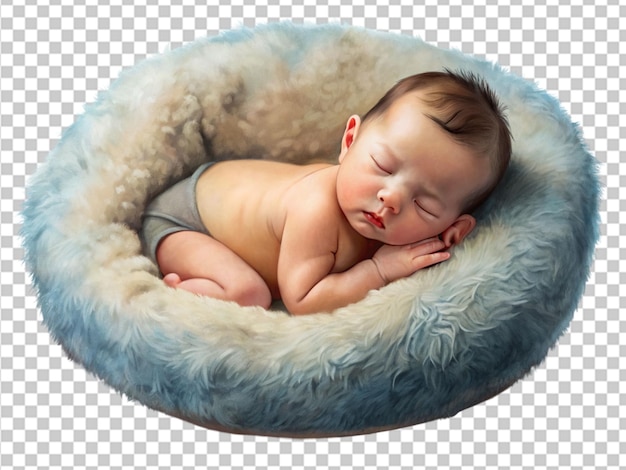 PSD newborn baby sleeps on pillow