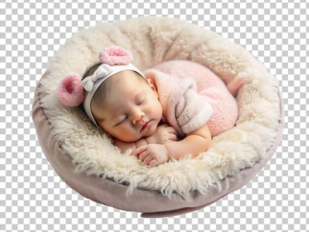 PSD newborn baby sleeps on pillow