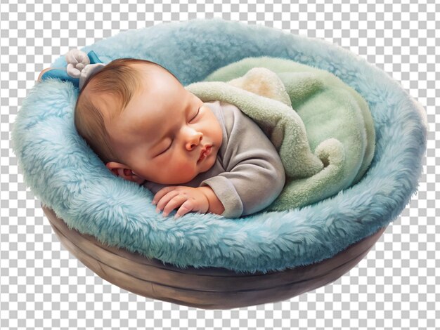 PSD newborn baby sleeps on pillow