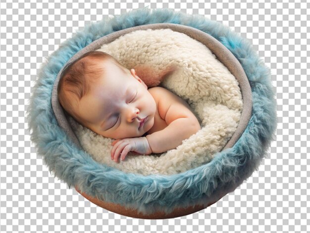 Newborn baby sleeps on pillow
