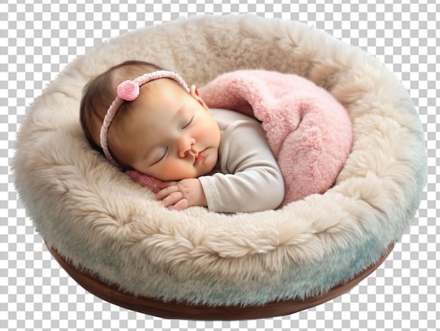 PSD newborn baby sleeps on pillow