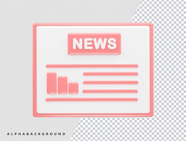 Elemento di illustrazione 3d con icona di notizie in diretta