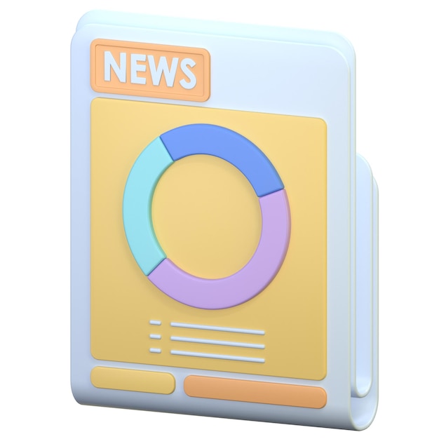 PSD newspaper 3d illustration icon pack element