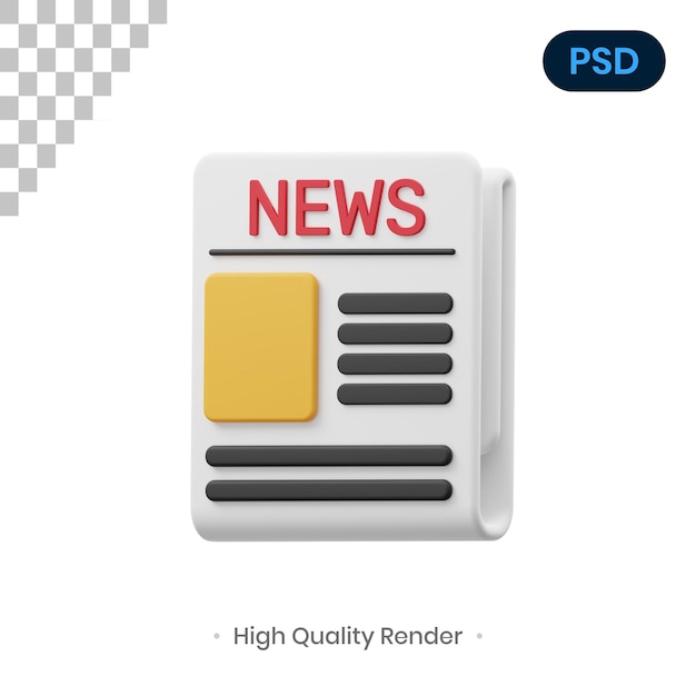 PSD newspaper 3d render illustration premium psd