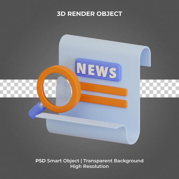 PSD newspaper 3d render isolated premium psd