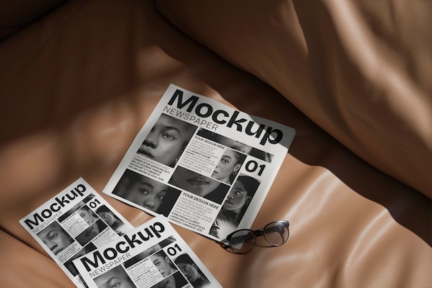 PSD newspaper  indoors mockup