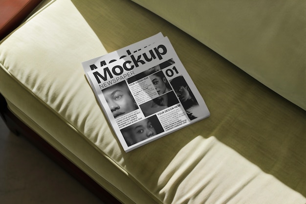 PSD newspaper  indoors mockup