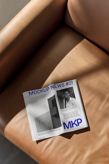 PSD newspaper  indoors mockup