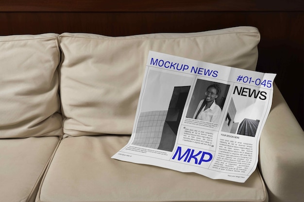 PSD newspaper  indoors mockup