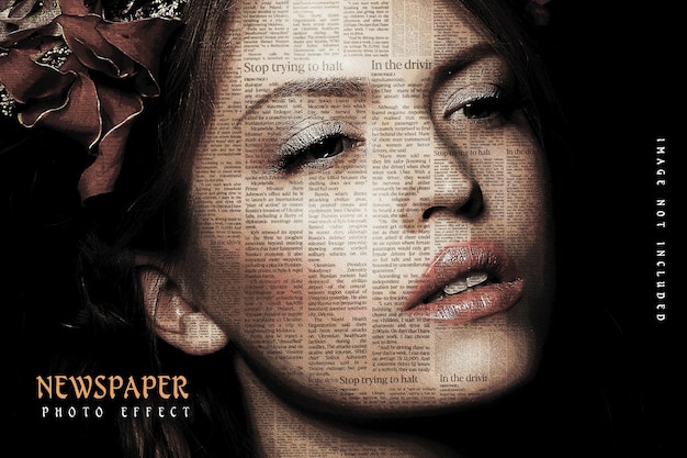 Newspaper photo effect mockup