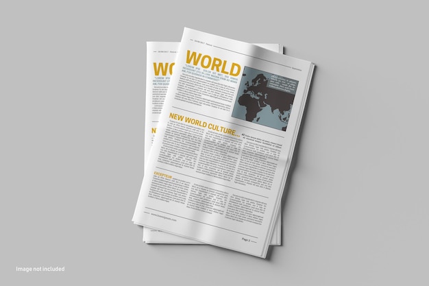 新聞 Photoshop モックアップ トップ ビュー