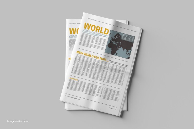 新聞 Photoshop モックアップ トップ ビュー
