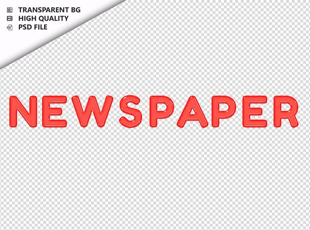 PSD newspaper typography red text glosy glass psd transparent