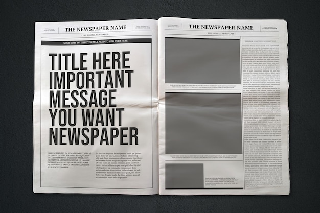 PSD newspaper with editable content text and mockup