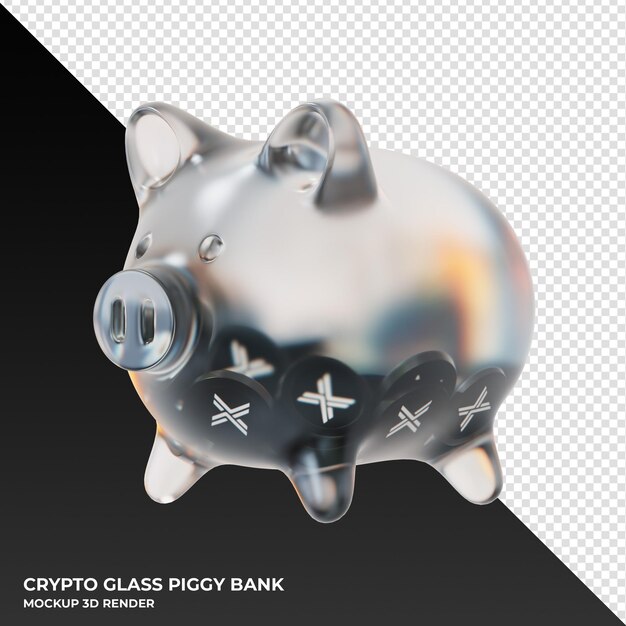 PSD nexo nexo glass piggy bank with crypto coins 3d illustration