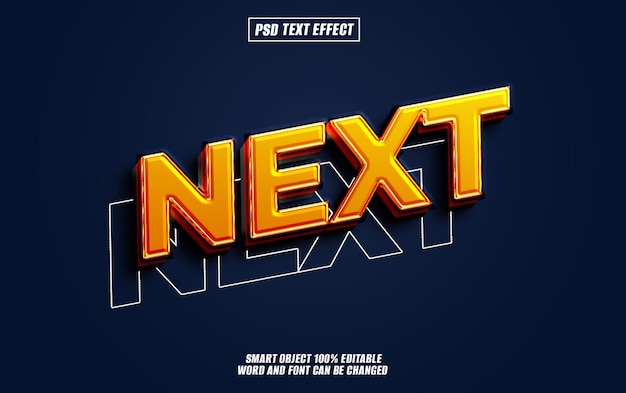 next text effect font editable typography 3d text