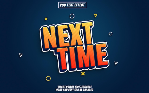 next time text effect font editable typography 3d text