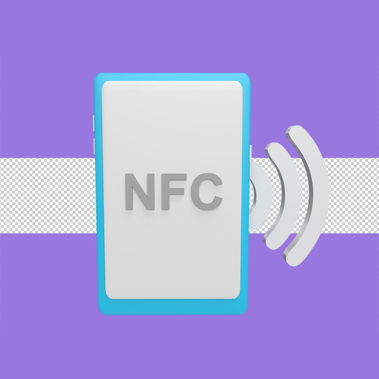 PSD nfc mobile phone 3d icon model cartoon style concept render illustration