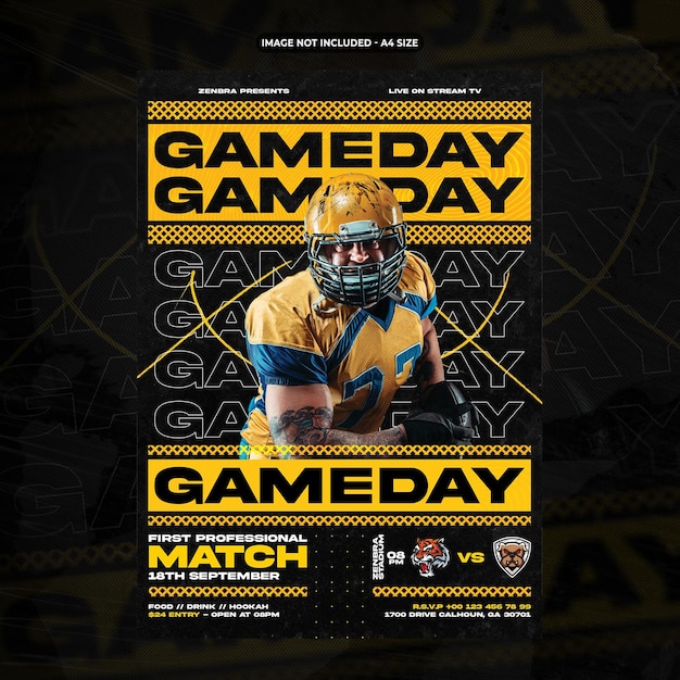 PSD nfl football player flyer promotion template