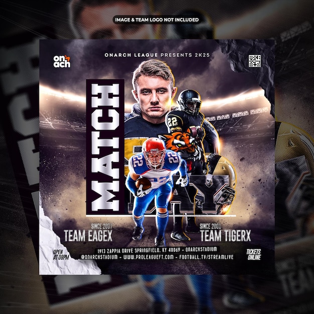 Nfl football player social media post- of flyer-promotiesjabloon