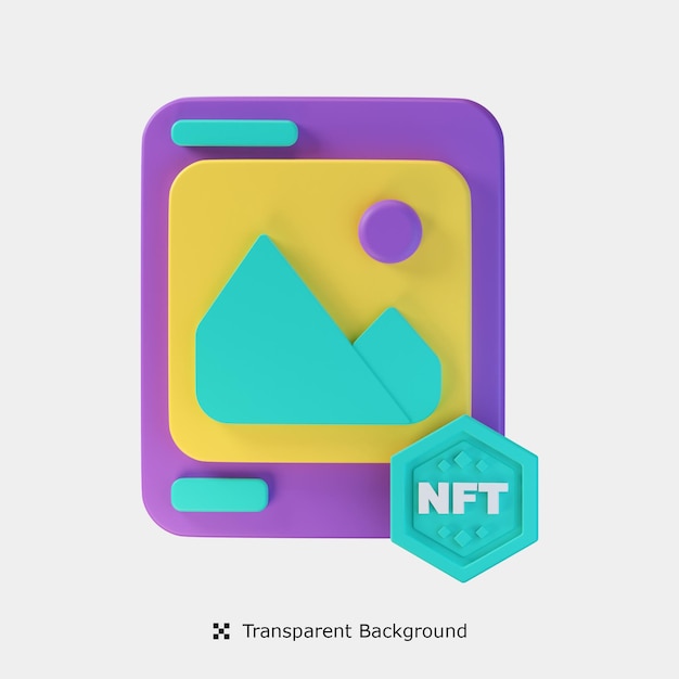 PSD nft art 3d icon illustration