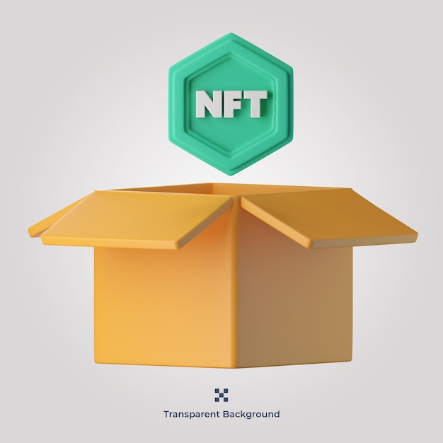 Nft box 3d ikona ilustracja