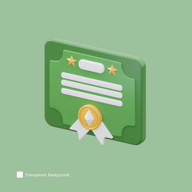 Nft certificaat pictogram 3d-rendering illustratie