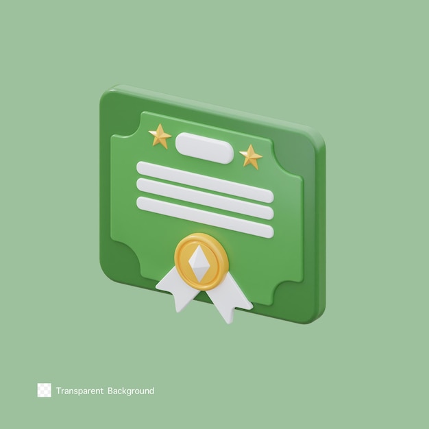 Icona del certificato nft illustrazione del rendering 3d
