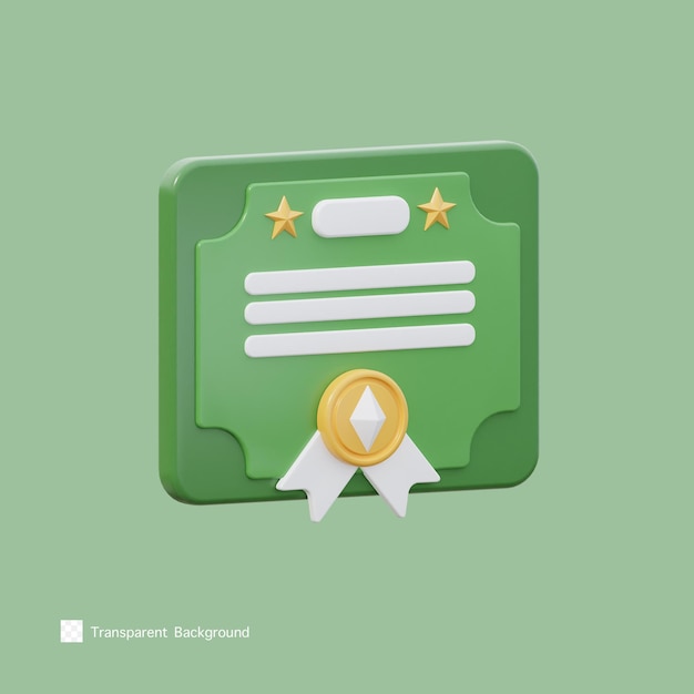 Nft certificate icon 3d rendering illustration