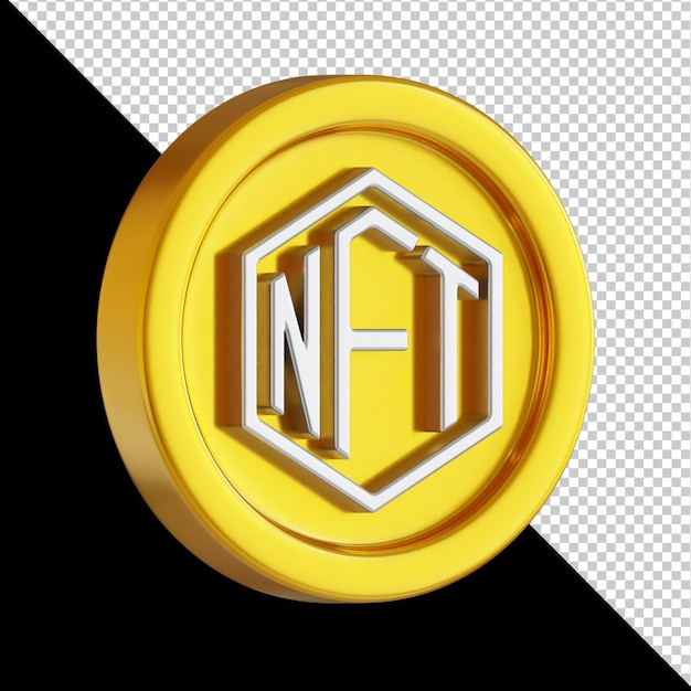 PSD nft coin 3d rendering illustration