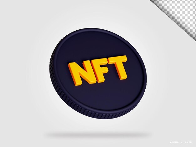 NFT 동전 3d 렌더링 절연