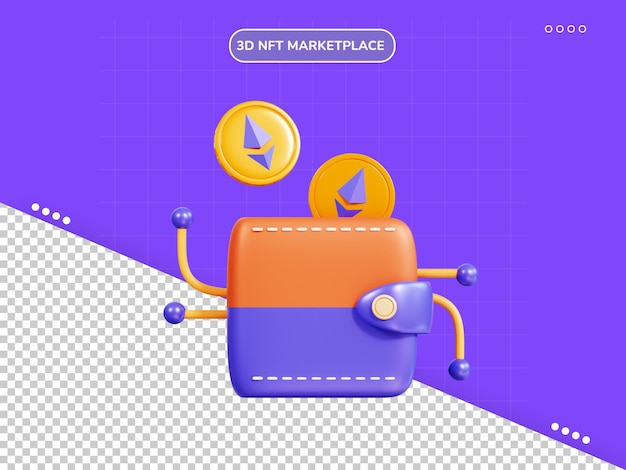 PSD nft digital wallet 3d icon