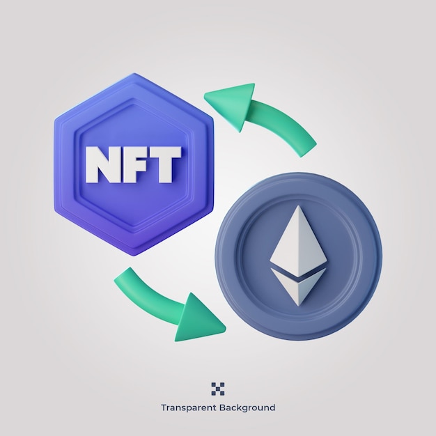 Nft ethereum wymiana 3d ikona ilustracja